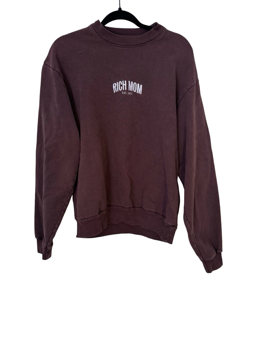 Rich Mom Brown Long Sleeve Crewneck Pullover Sweatshirt Size Medium